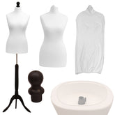 Display Guru Uk Size 8/10 Female Dressmakers Tailors Dummy Mannequin, White Torso Bust With BlackWood Tripod Stand